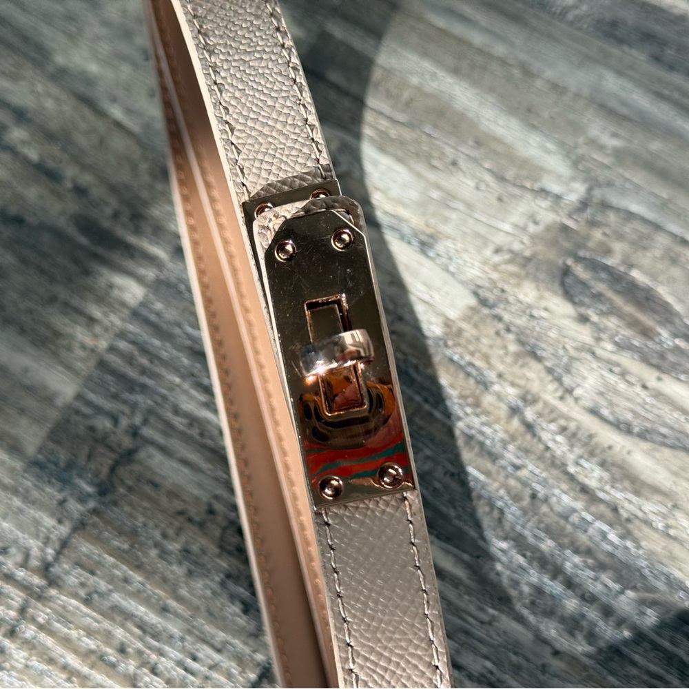 Neutral Leather belt Similar to Hermes  with Gold-Tone Hardware